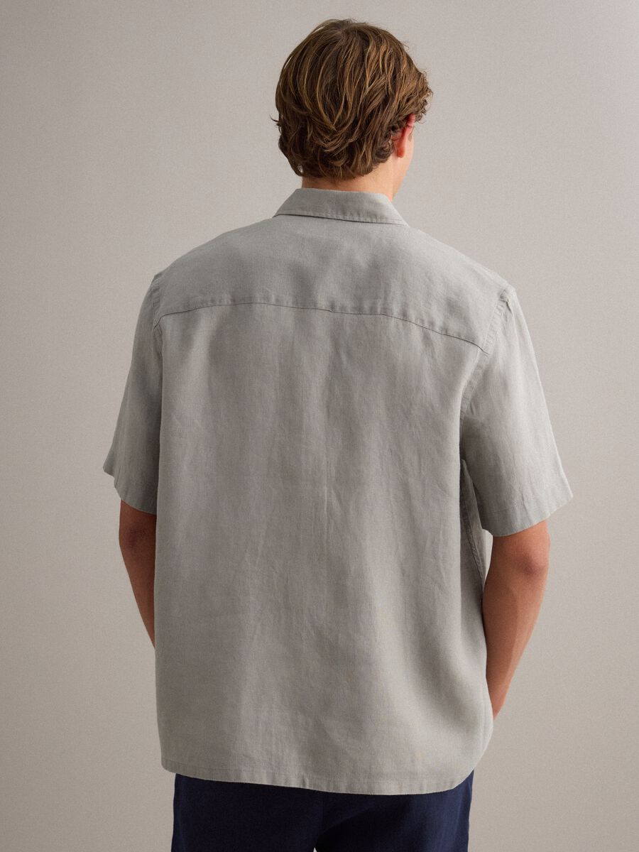 Grey pure linen shirt regular fit_3