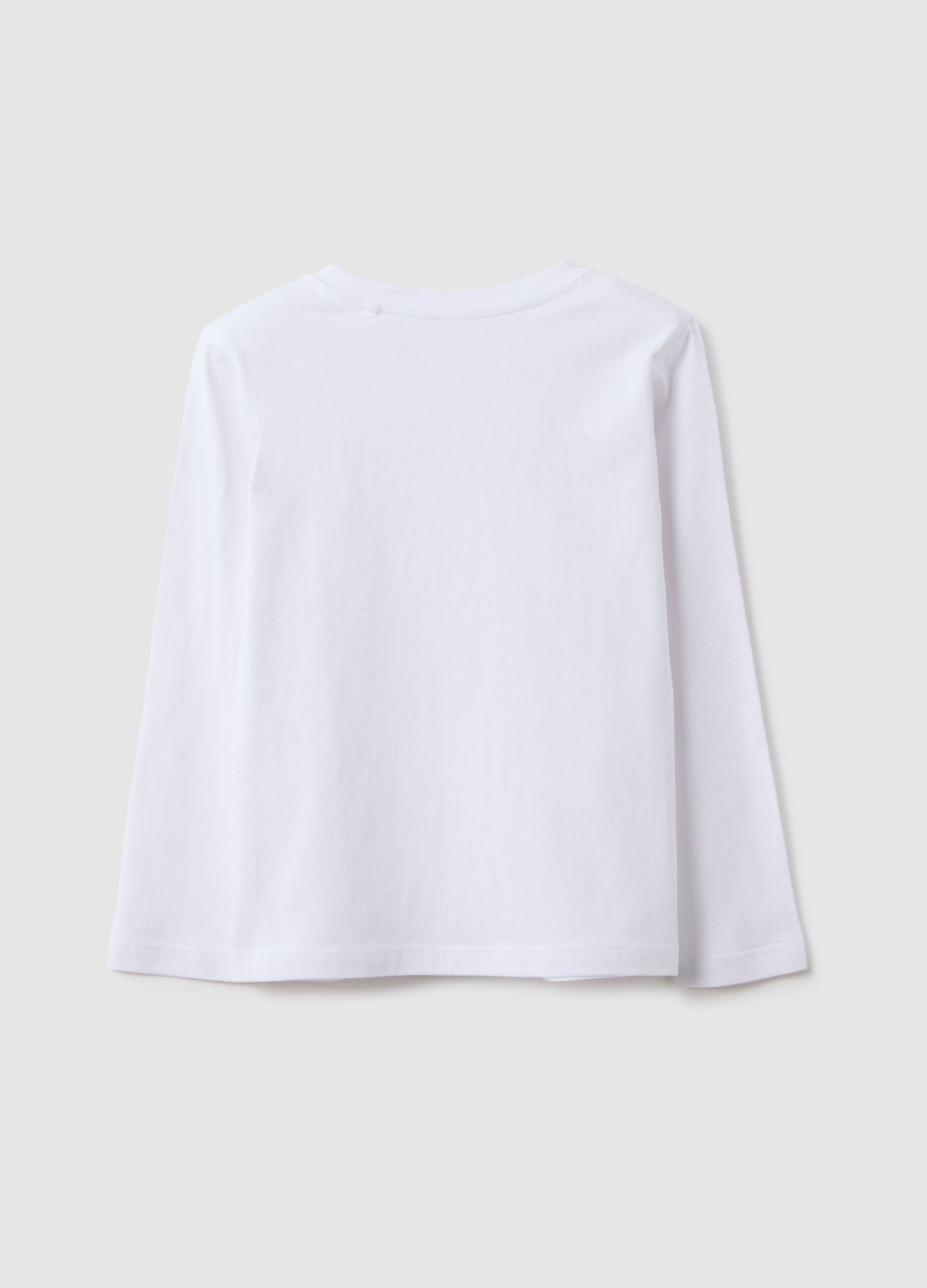Girls' regular fit white pure cotton t-shirt with print