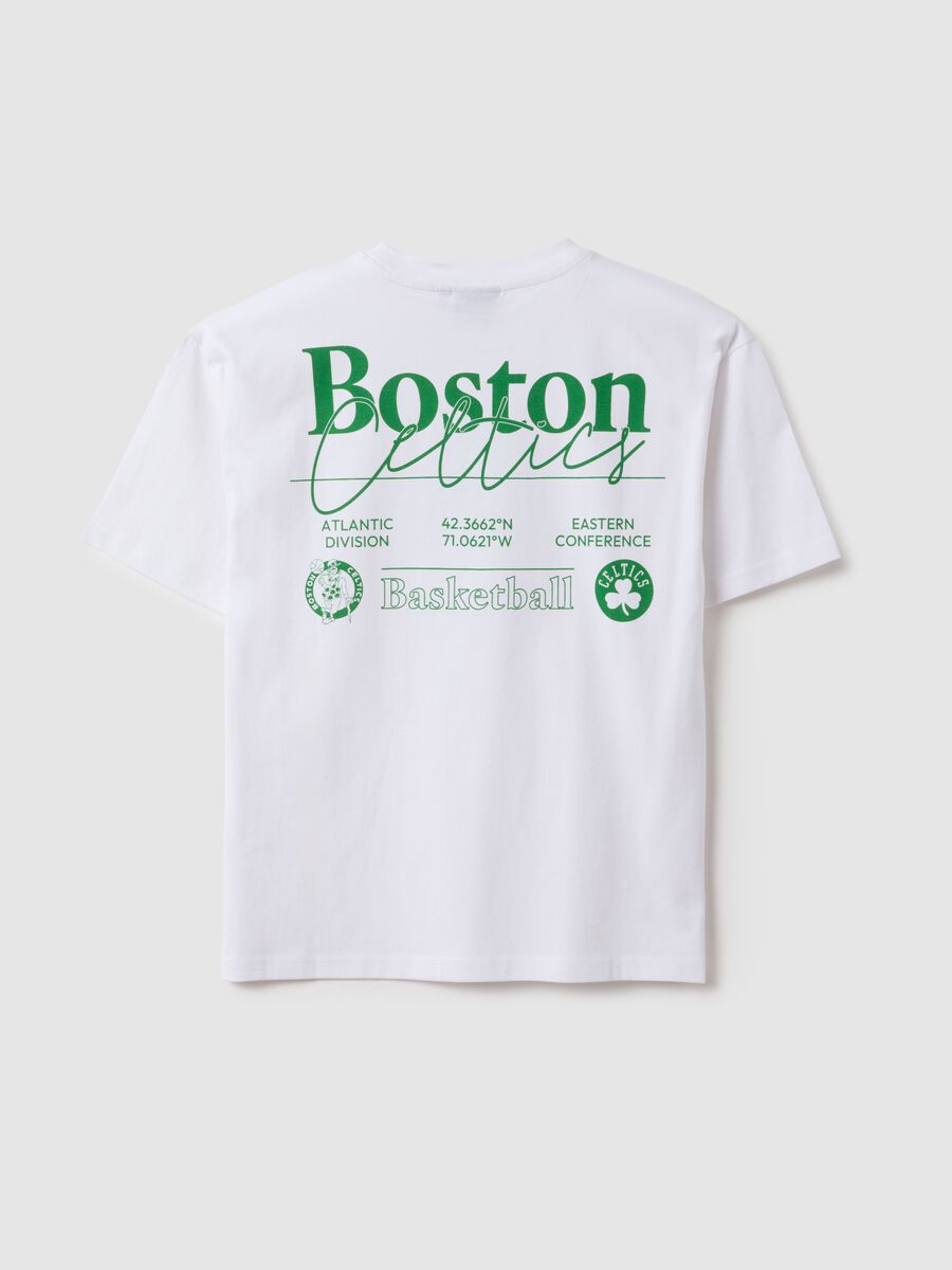 Children's white pure cotton oversized t-shirt with Boston Celtics logo_4