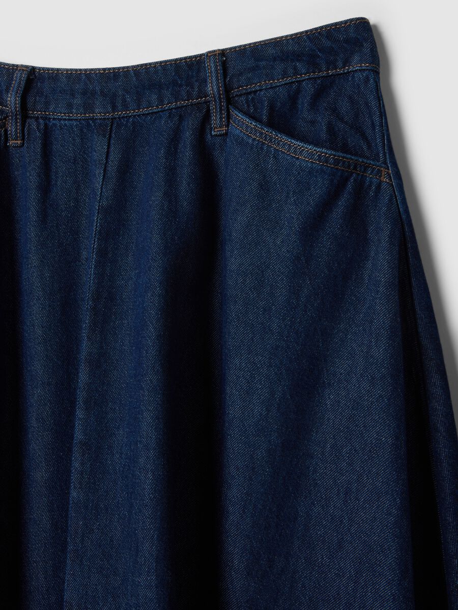 Long blue denim pure cotton skirt regular fit_5
