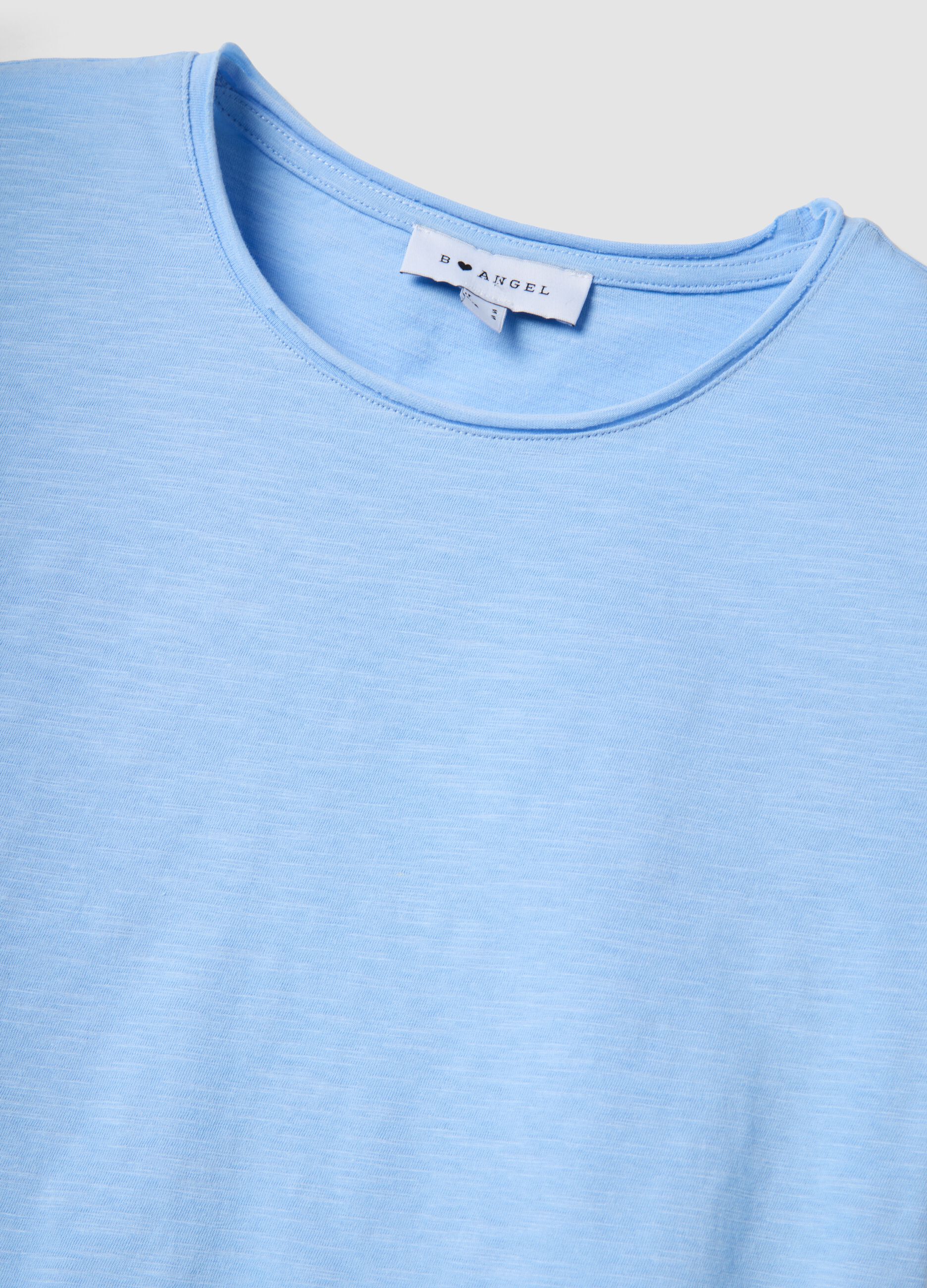 Sky blue pure cotton short-sleeve T-shirt, regular fit
