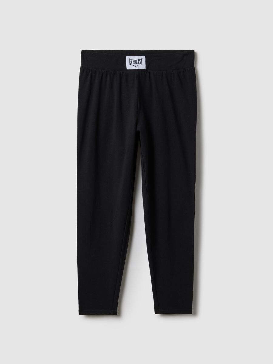 Black stretch cotton leggings with regular fit and Everlast logo_4