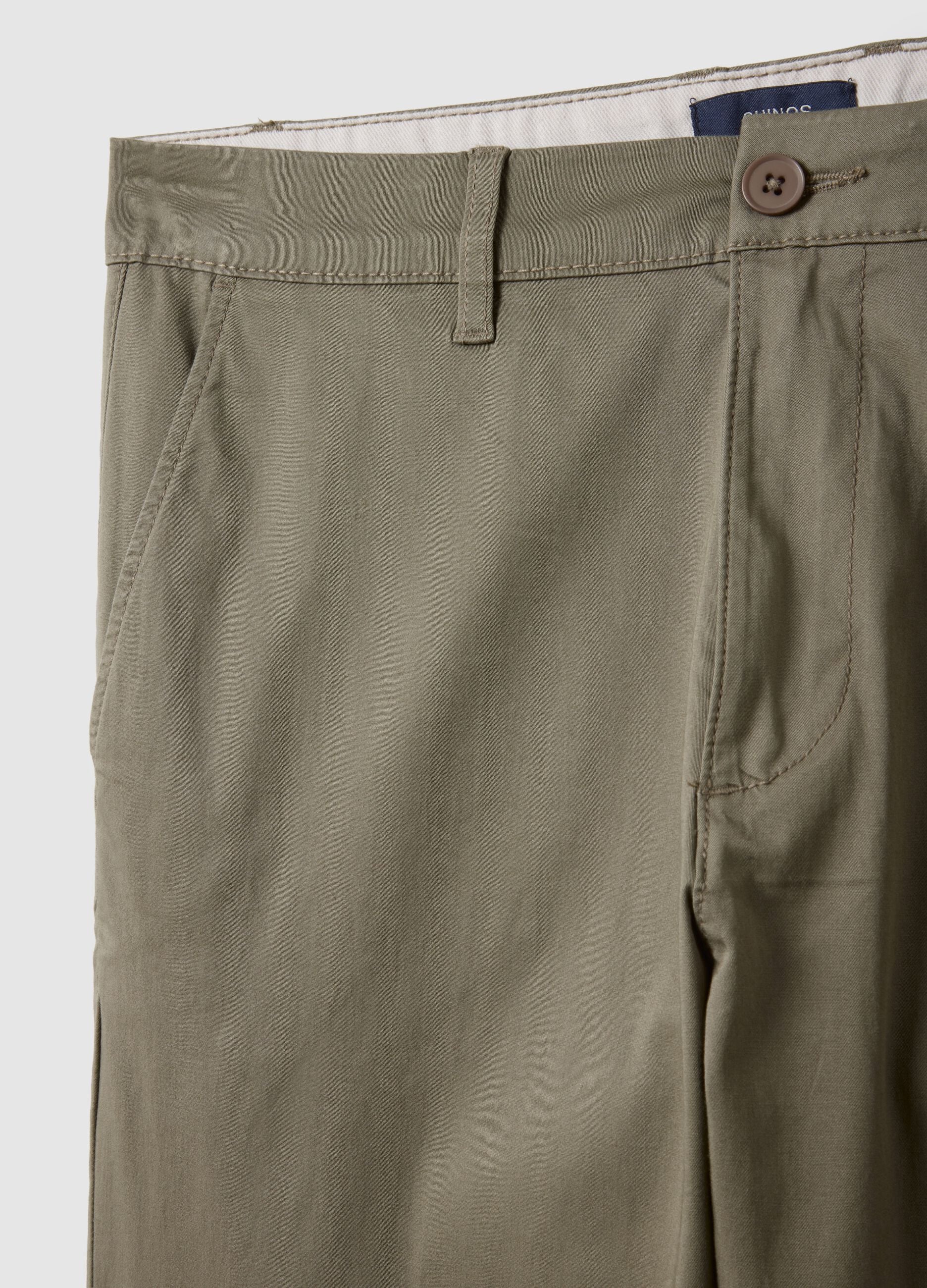 Beige chino trousers in stretch cotton slim fit