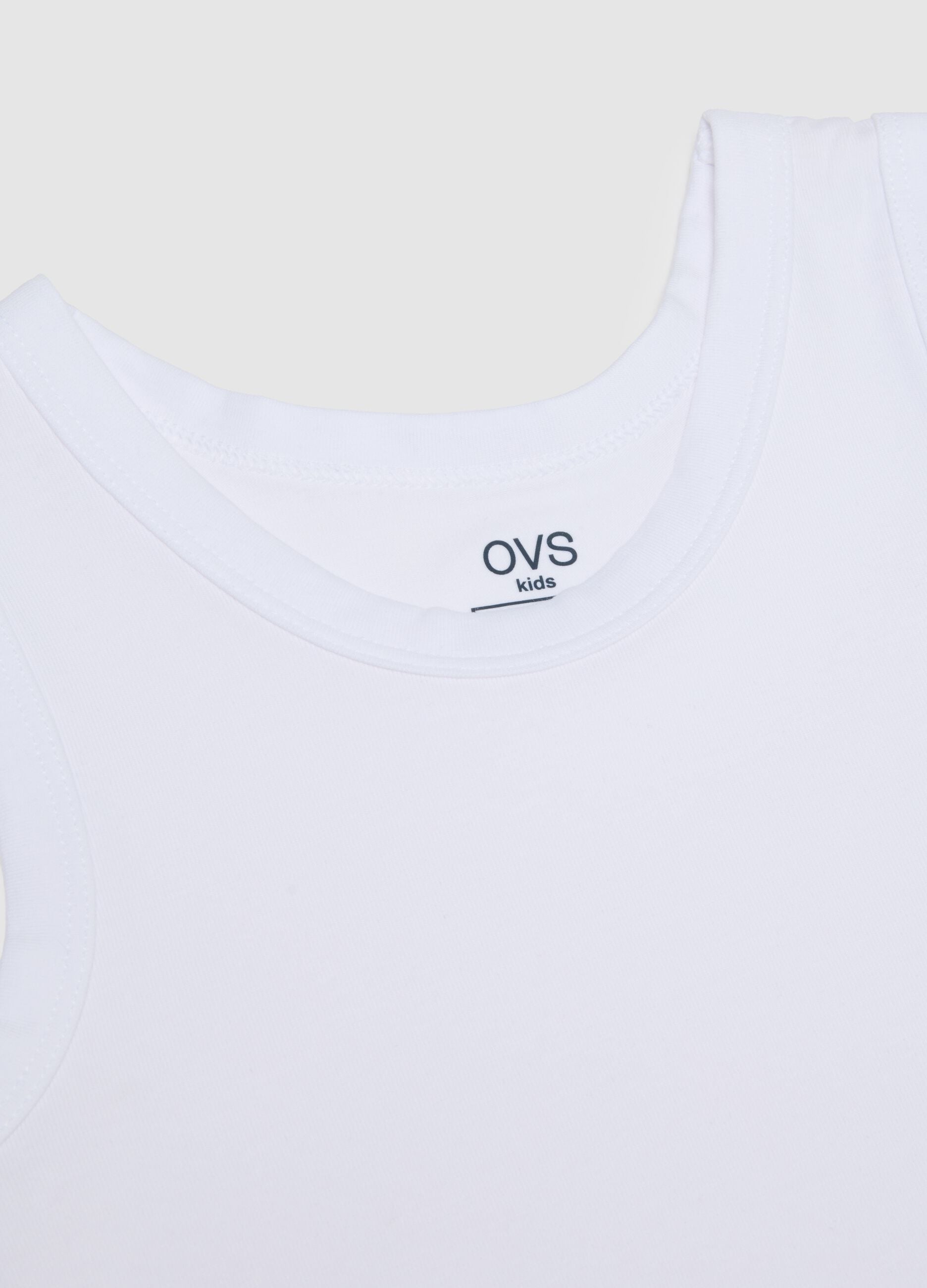 Children's White Cotton Sleeveless Regular Fit Vests