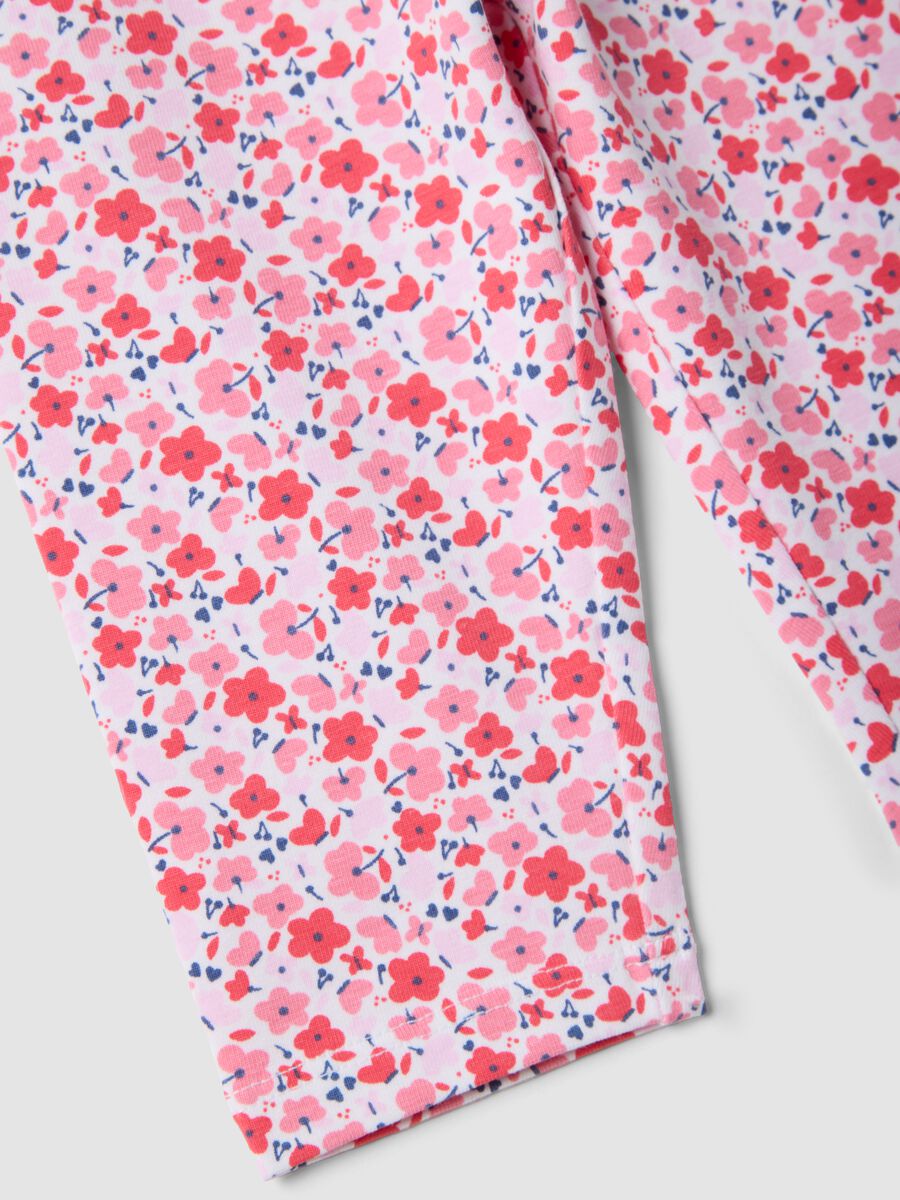 Slim cotton leggings for girls in multicolour with flowers_3