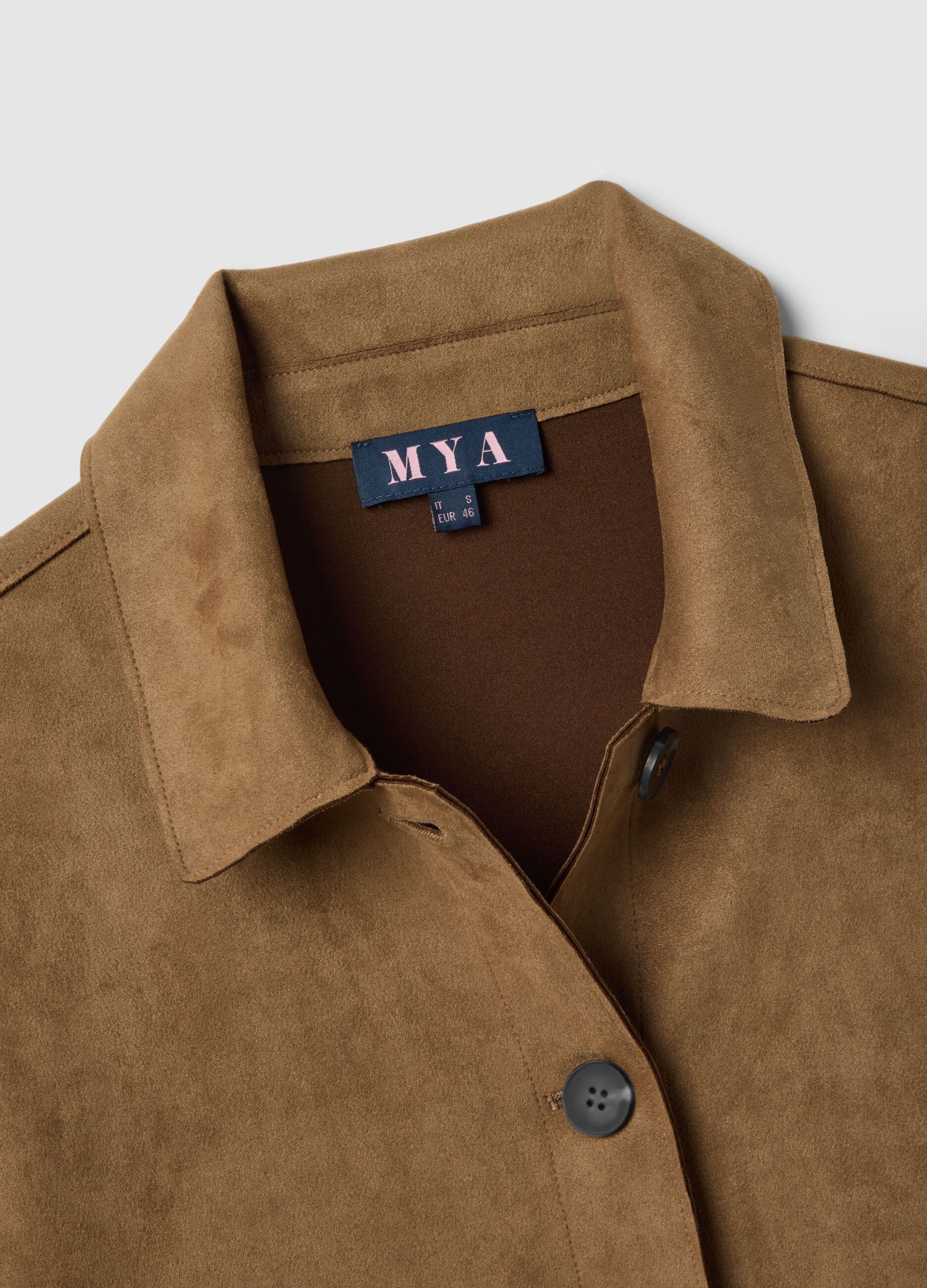 Brown regular fit jacket with collar and buttons