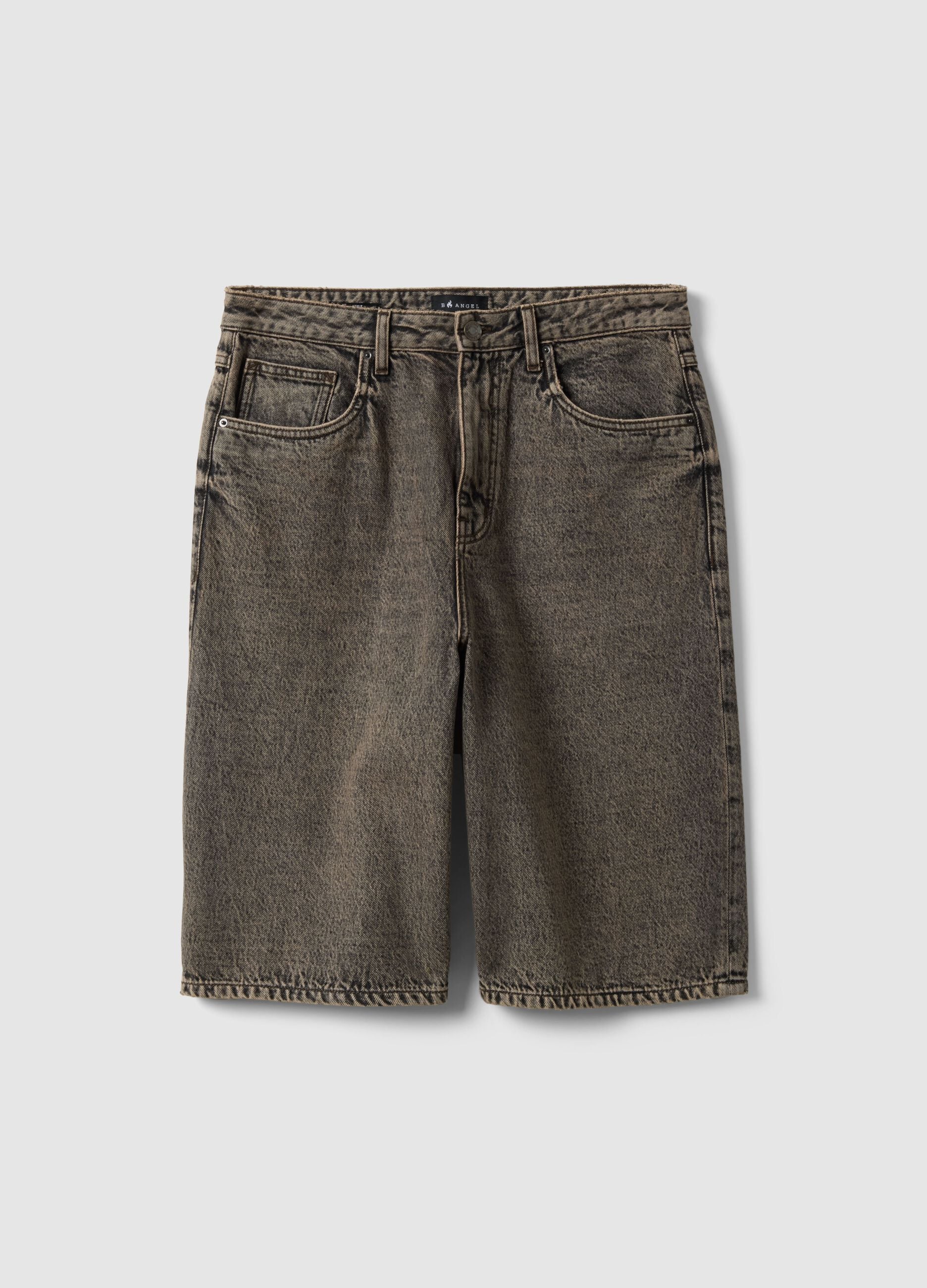 Brown slim-fit denim cotton shorts