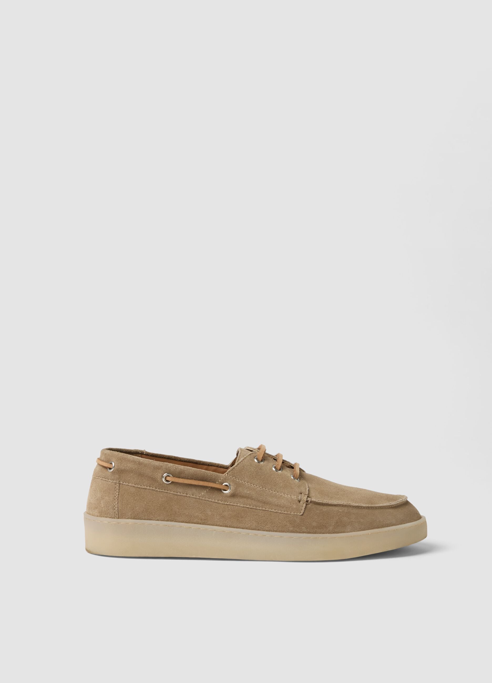 Beige Genuine Leather Boat Shoes