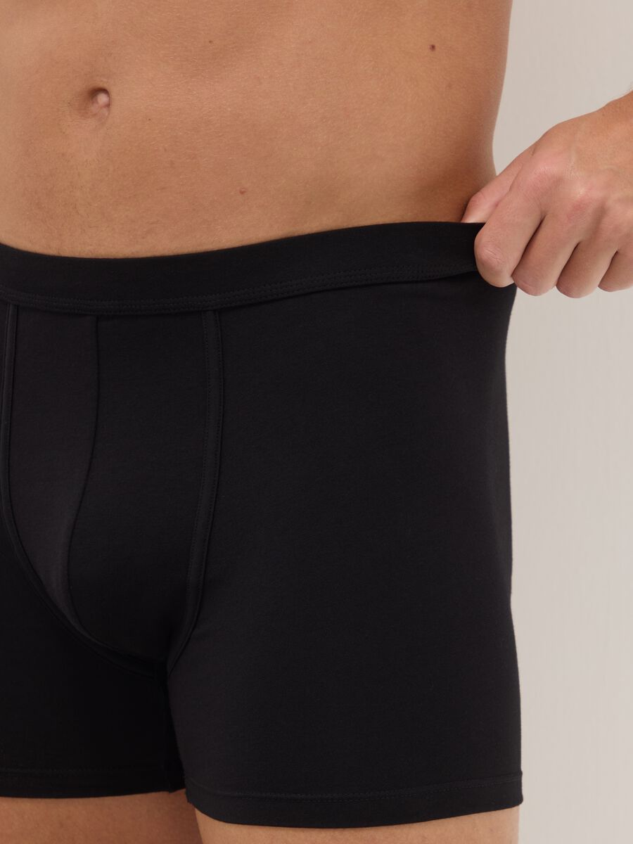 Two-pack of black midi boxer briefs in stretch Supima cotton, regular fit_3
