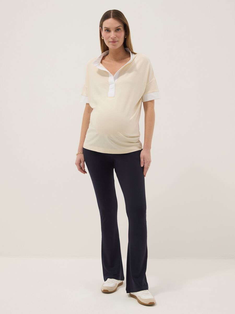 Slim Fit Blue Stretch Viscose Maternity Leggings_0