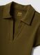 Green stretch cotton V-neck polo shirt with open neckline, regular fit_6