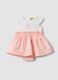 Pink cotton-linen blend romper with Winnie the Pooh embroidery for baby girl_0