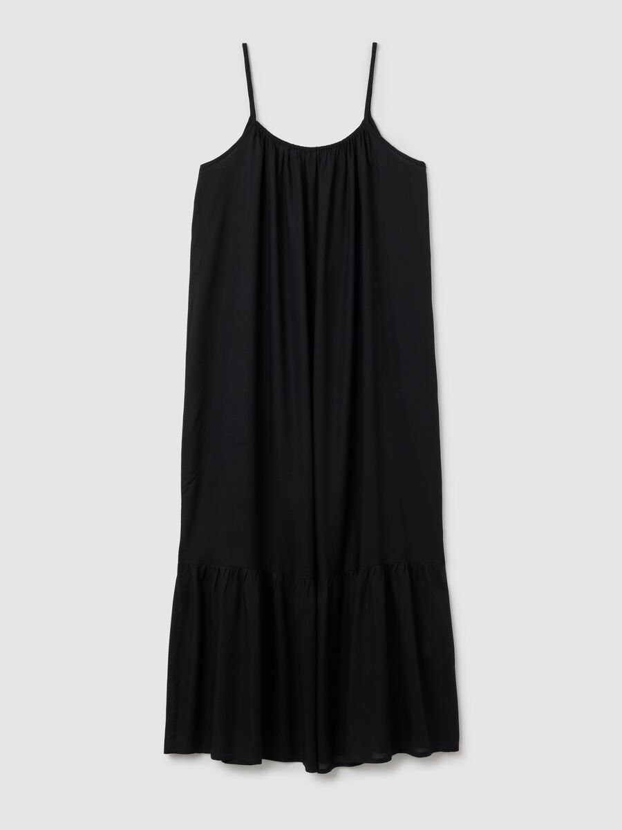Women's Long Black Viscose Dress Wide Fit_4