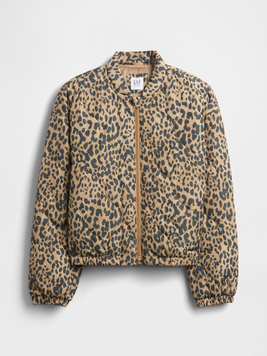 Beige Leopard Print Bomber Jacket_4