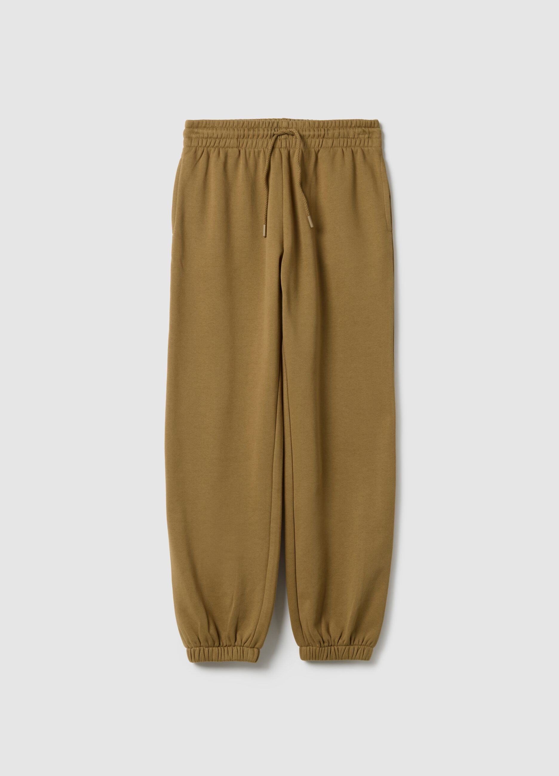 Brown cotton blend jogger trousers regular fit