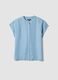 Regular fit pure lyocell blue blouse with mandarin collar_4