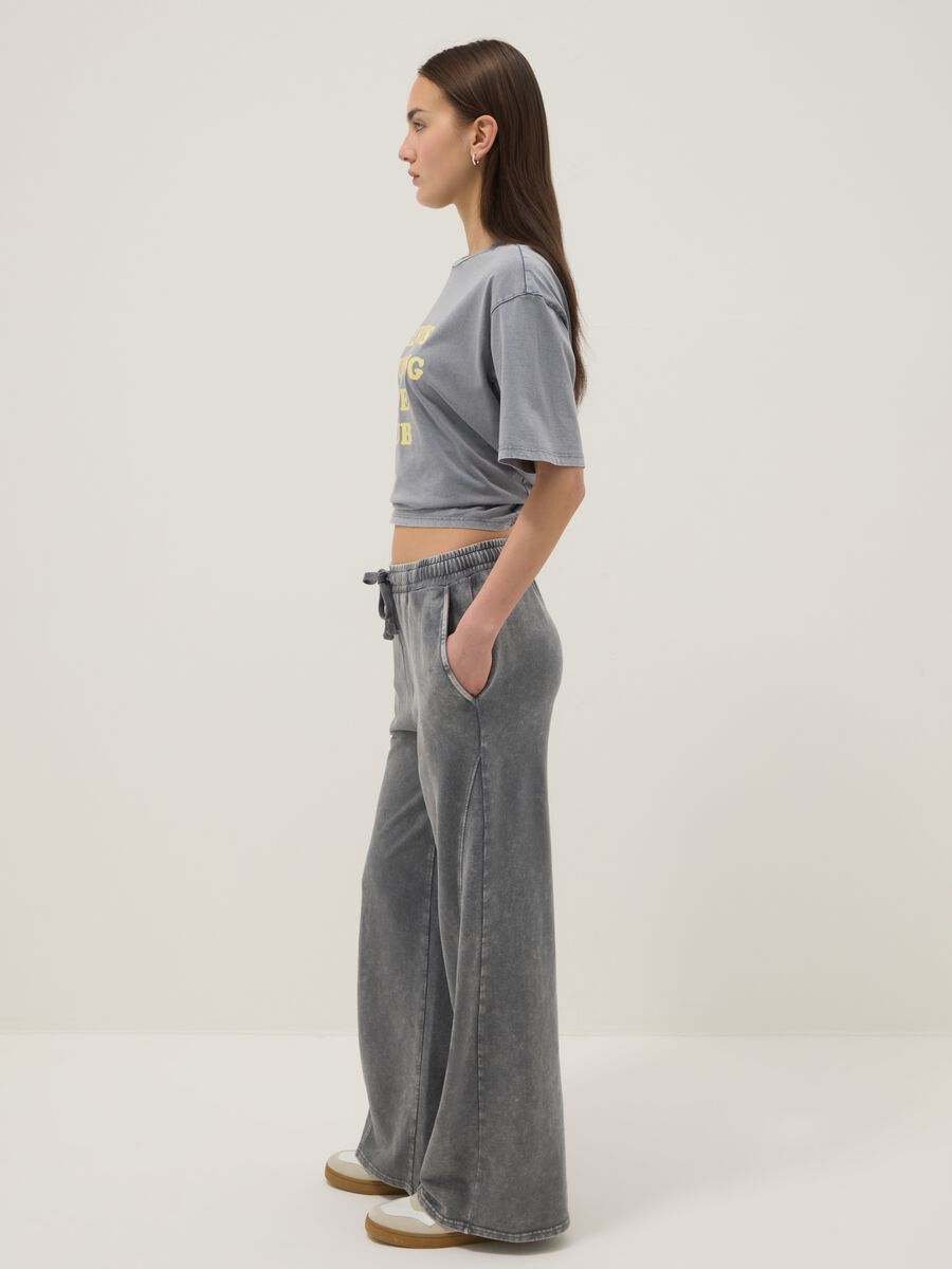 Grey wide leg pure cotton jogger trousers_1