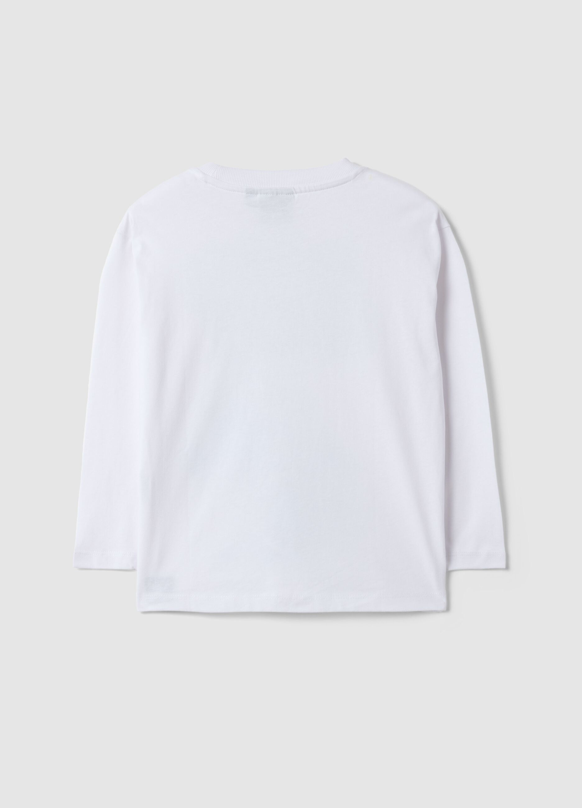 Children's white pure cotton T-shirt regular fit with print