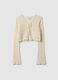 Pure white cotton knitted cardigan with deep V regular fit_4
