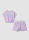 Purple pure cotton set with T-shirt and shorts_3