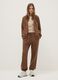 Brown Cotton Blend Regular Fit Jogger Trousers_0
