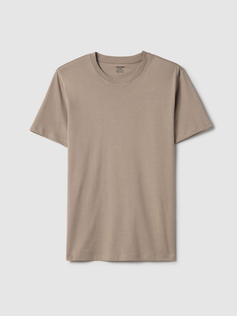 Beige T-shirt in pure cotton regular fit_0