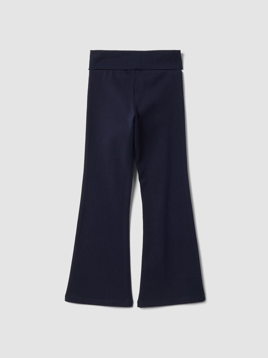 Girls' blue flared leggings in stretchy organic cotton_1