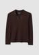 Brown viscose-blend polo-collar jumper with oversized fit_0