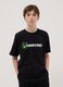 Boys' relaxed fit pure black cotton T-shirt with print_0