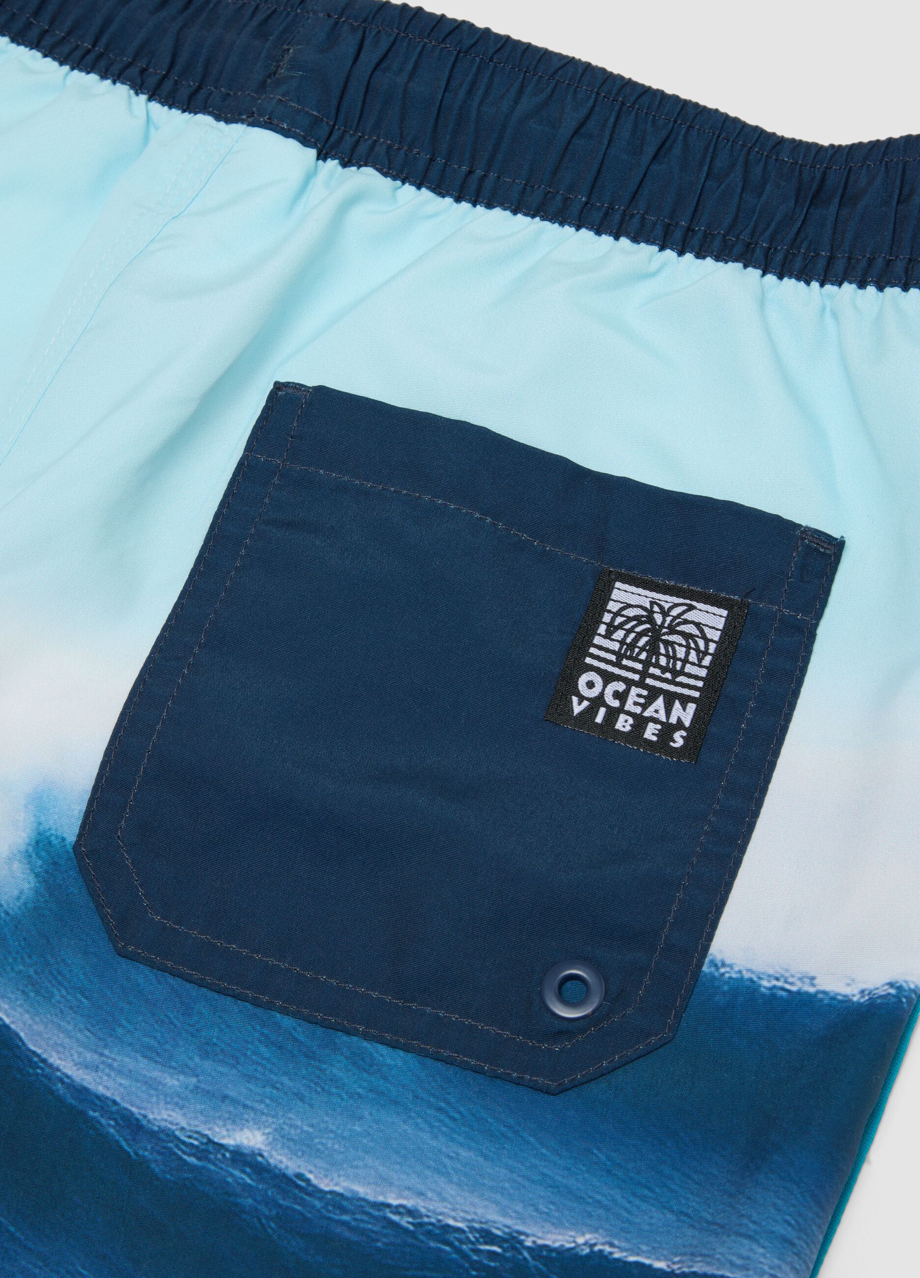 Boxer mare blu con stampa onde per ragazzo