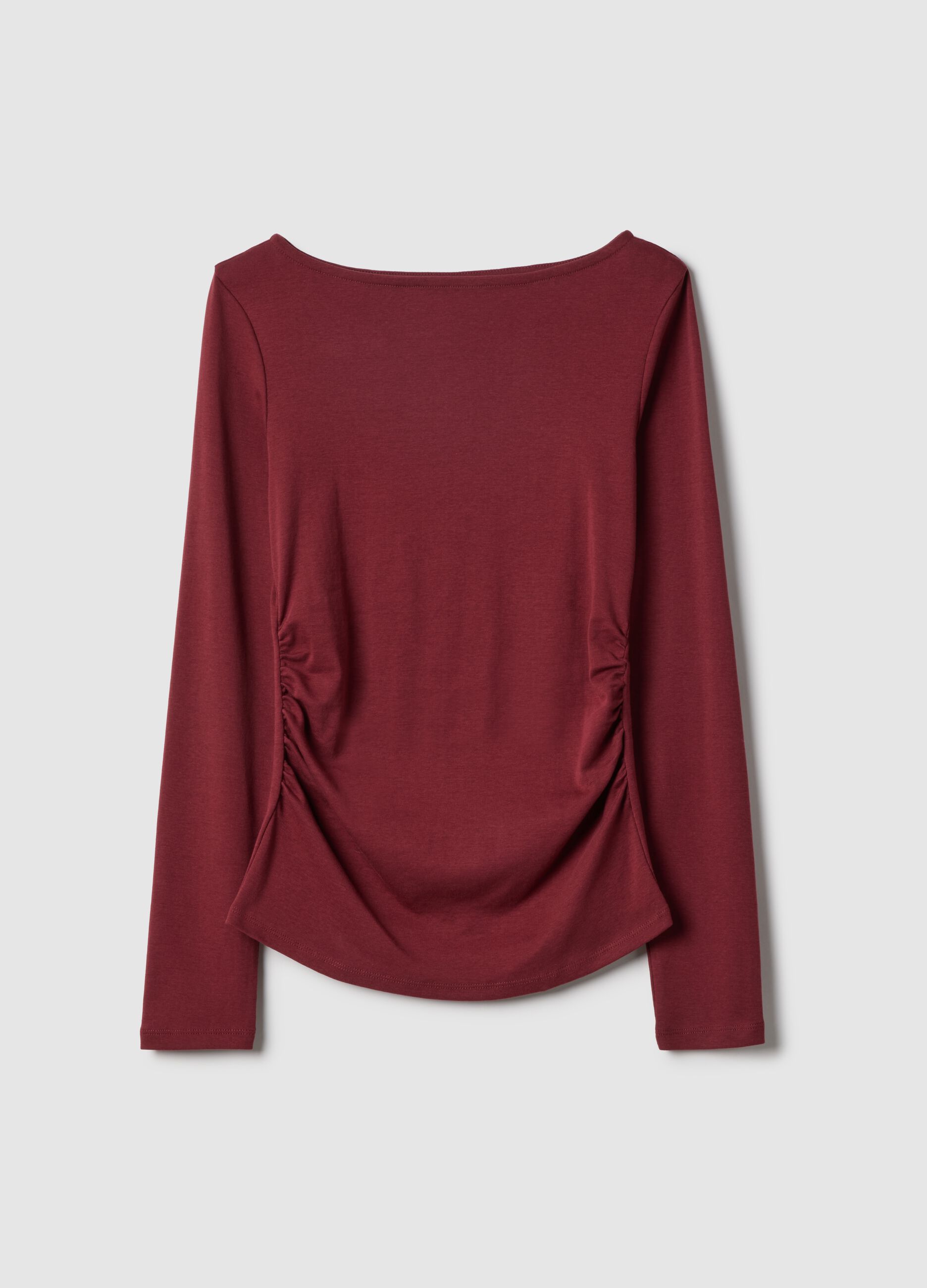Red long-sleeved pure cotton T-shirt regular fit