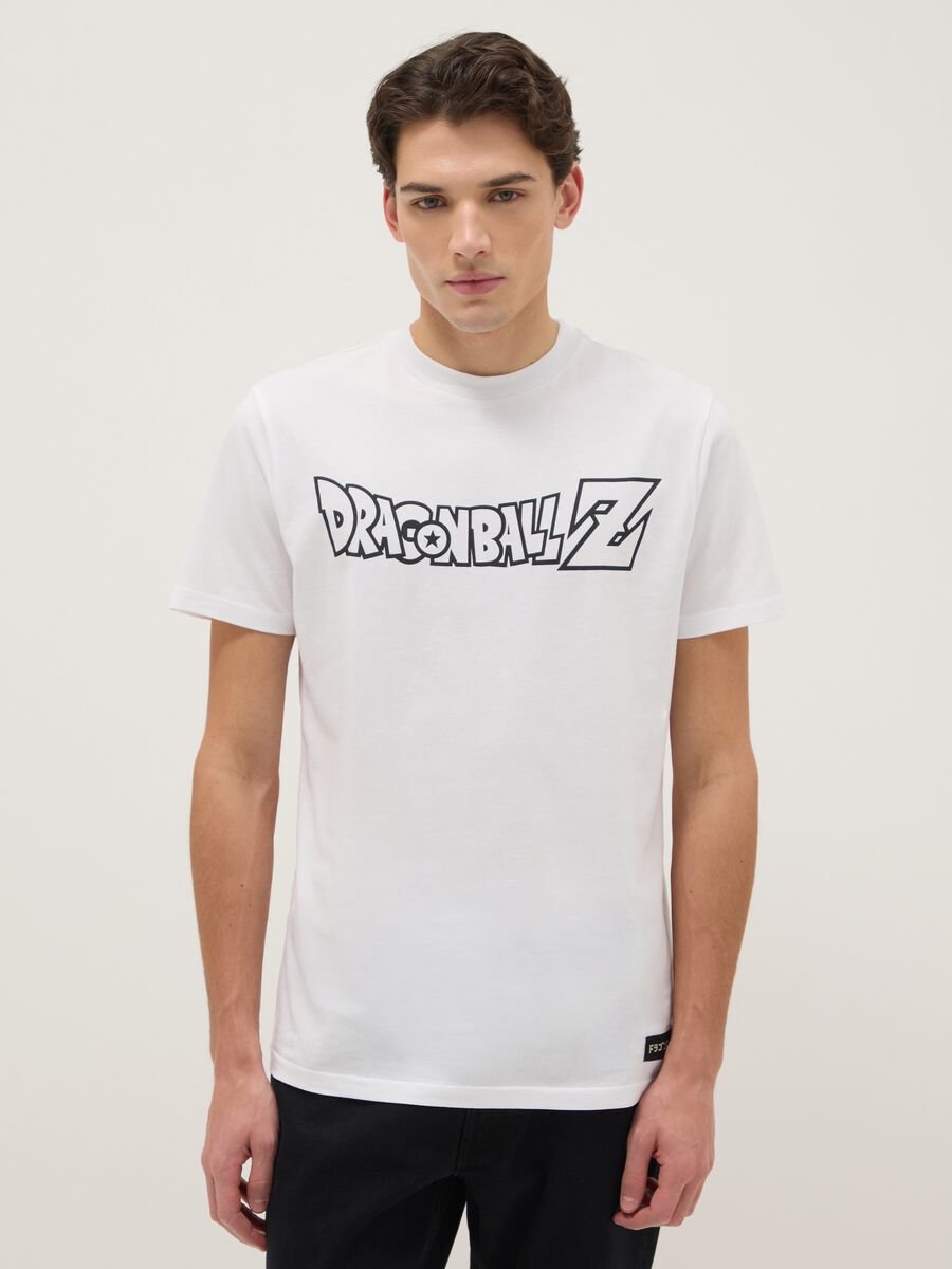 White pure cotton regular fit T-shirt with Dragon Ball print_0