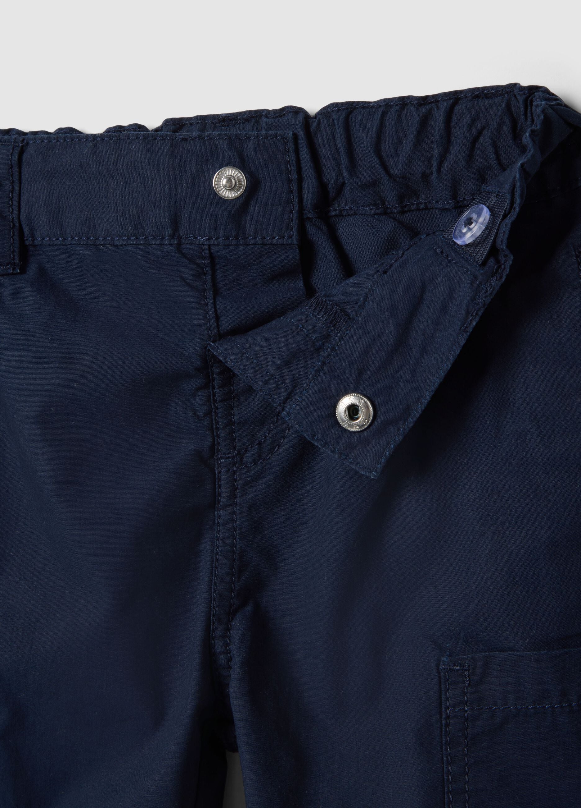 Blue pure cotton cargo trousers for kids regular fit