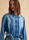 Regular fit pure cotton blue denim jacket with belt_0