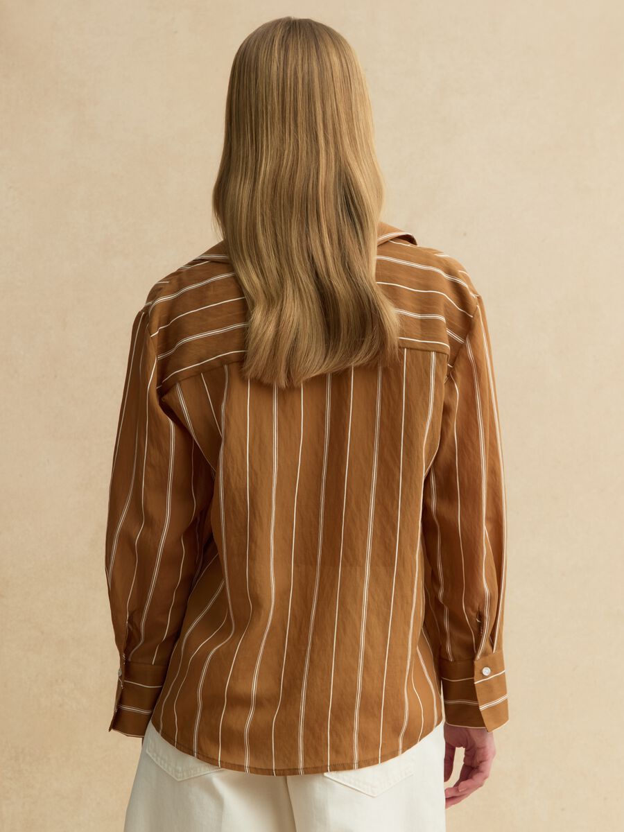Multicoloured striped regular fit lyocell blend shirt_3