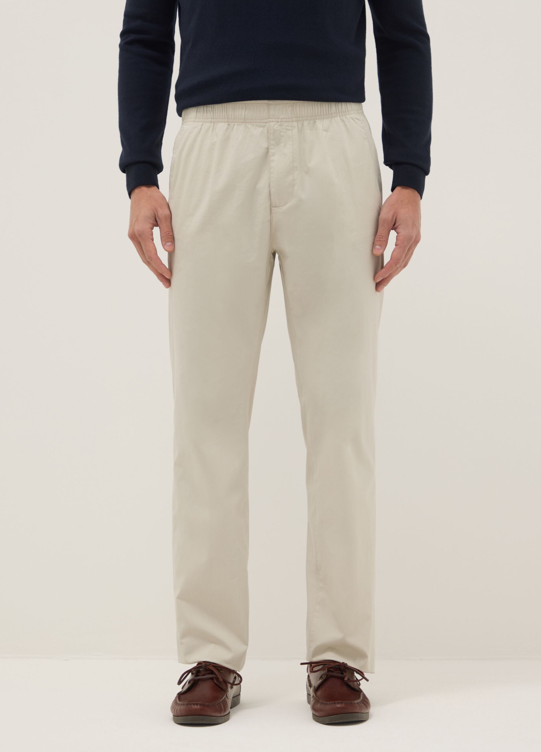 Beige chino trousers in pure cotton, regular fit