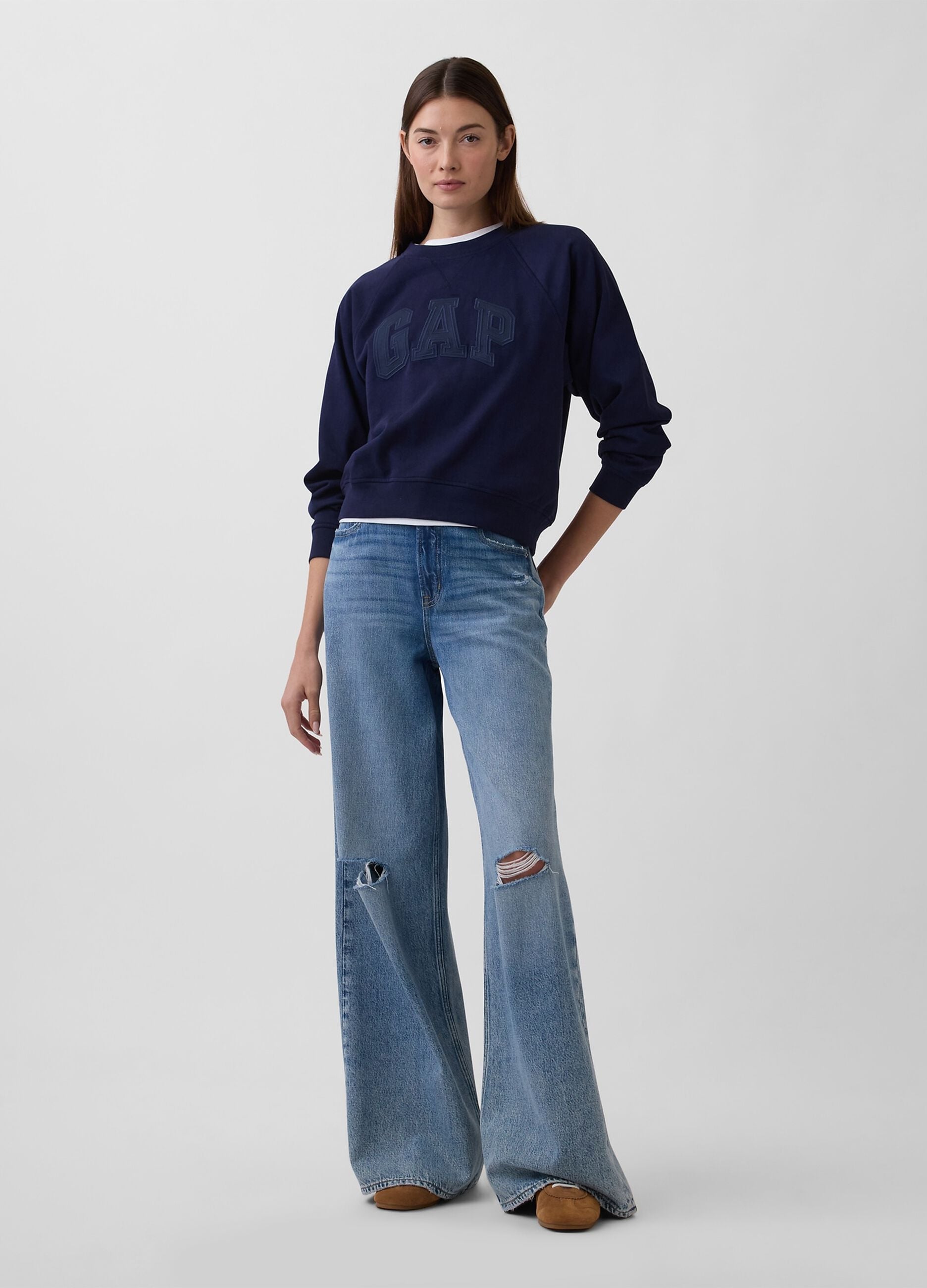 Cotton-blend crew-neck sweatshirt