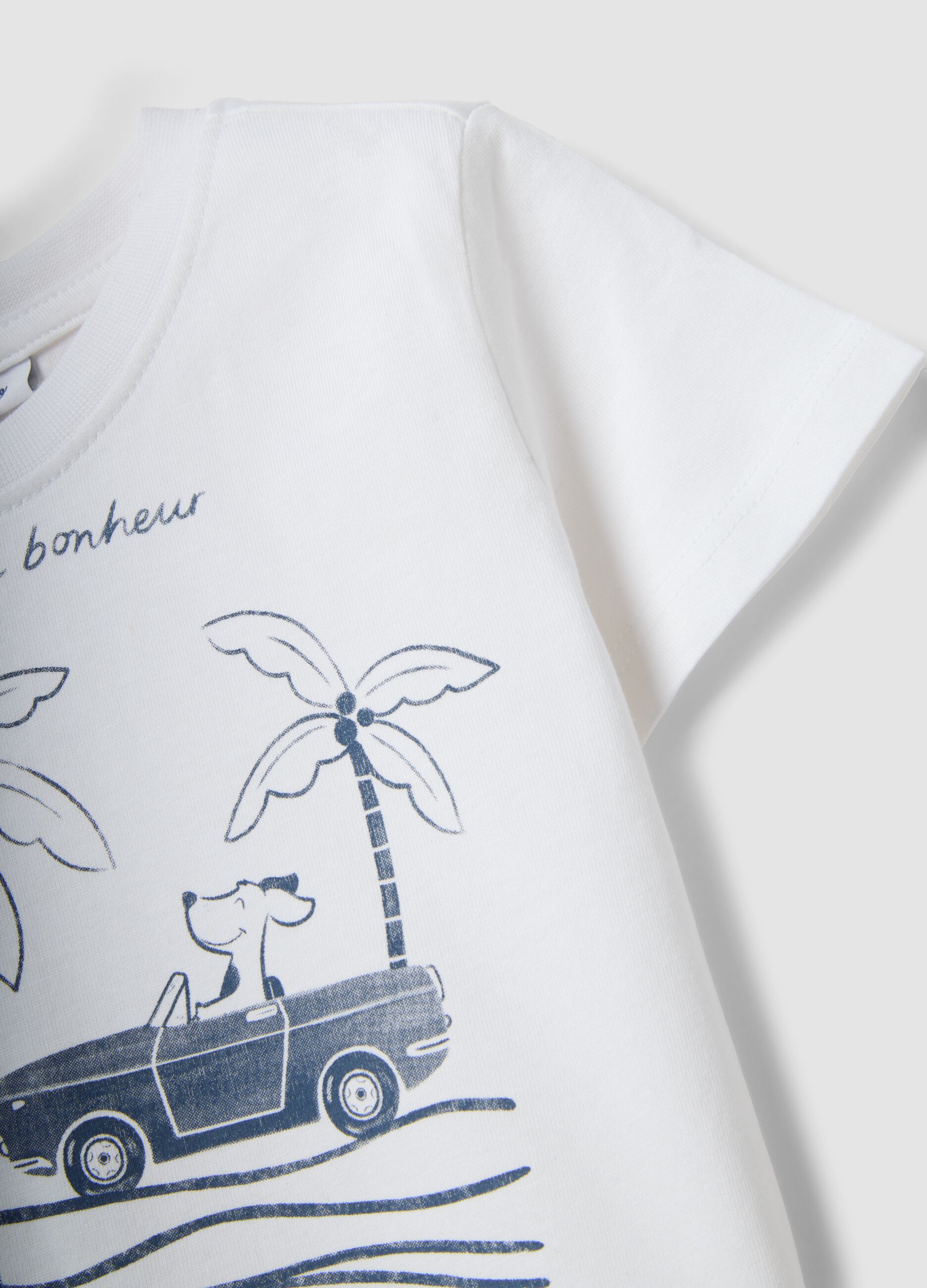 White pure cotton regular fit kids' t-shirt with print