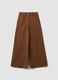 Brown wide-leg stretch cotton trousers_0
