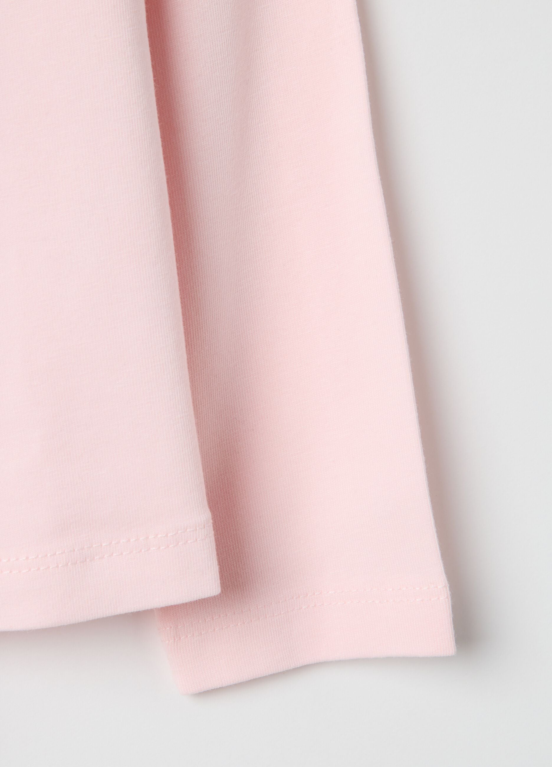 Girls' Pink Stretch Cotton Regular Fit T-shirt