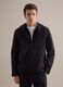 Black regular fit jacket with hood and zip_2
