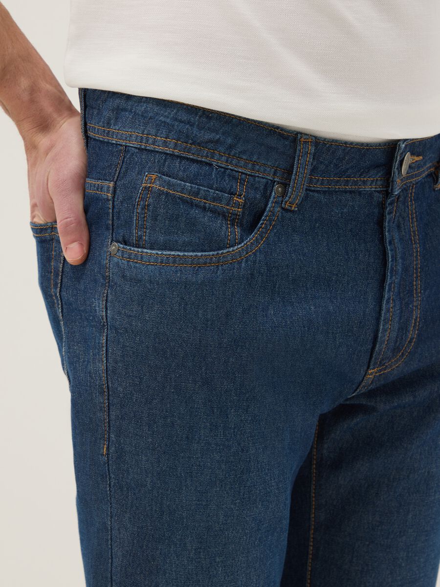 Blue Regular Fit Denim Pure Cotton Jeans_4