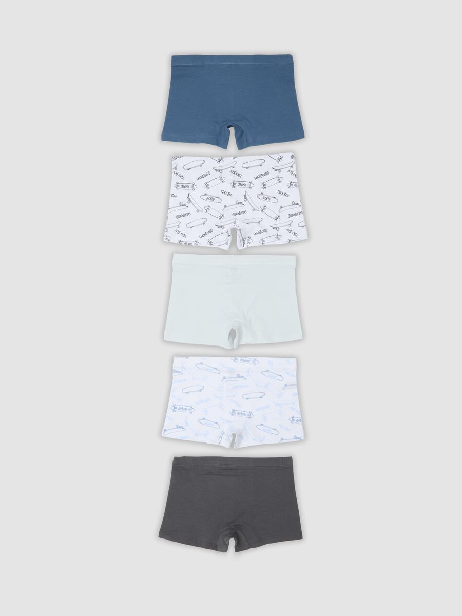 Pack of 5 mid-length multicolour boys&rsquo; boxer shorts in stretch organic cotton_1