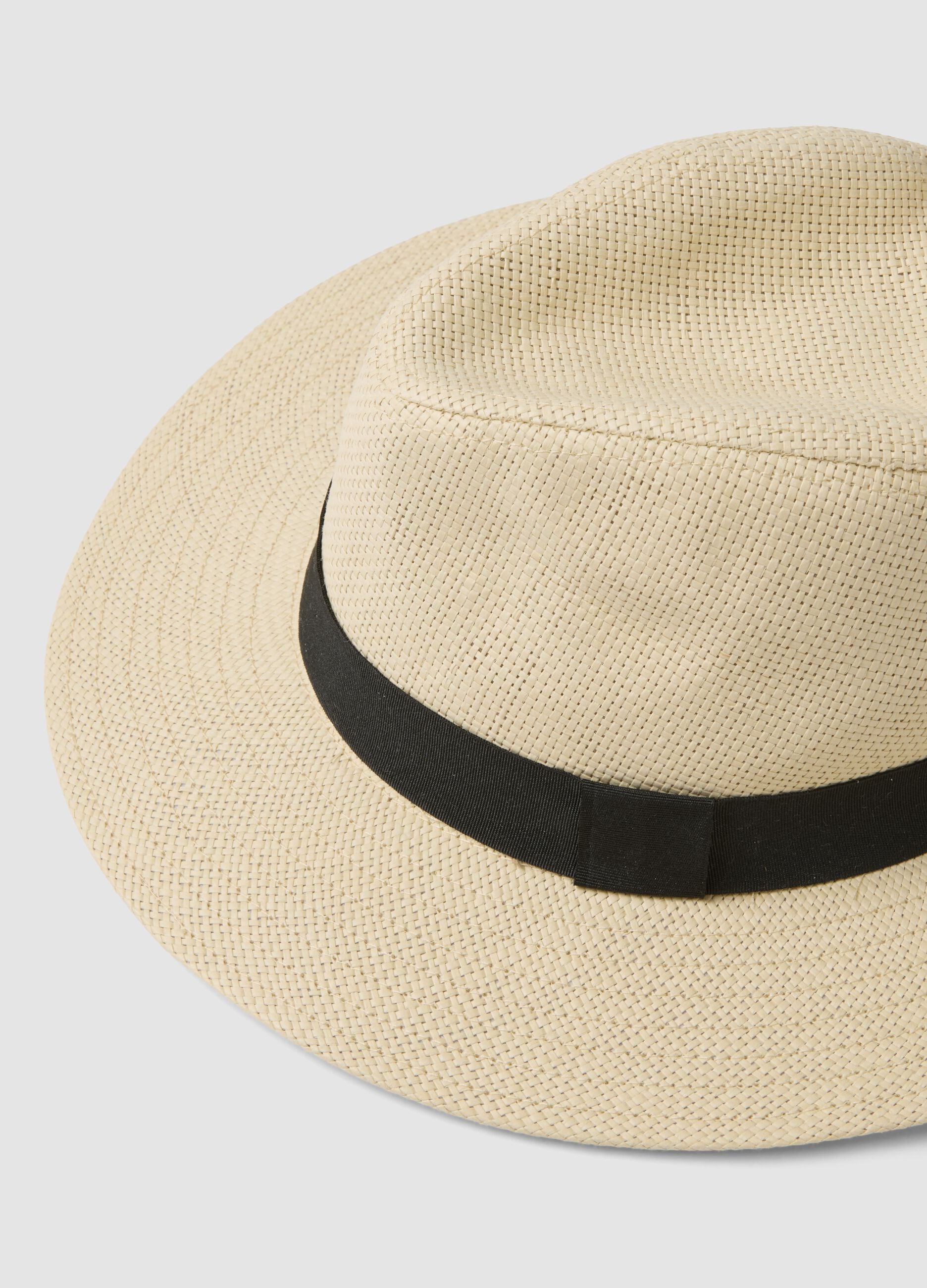 Beige fedora hat in pure paper fabric, unlined