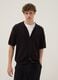 Black pure cotton short-sleeve oversized shirt_2