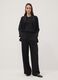 Pantaloni neri wide leg con vita elasticizzata_0