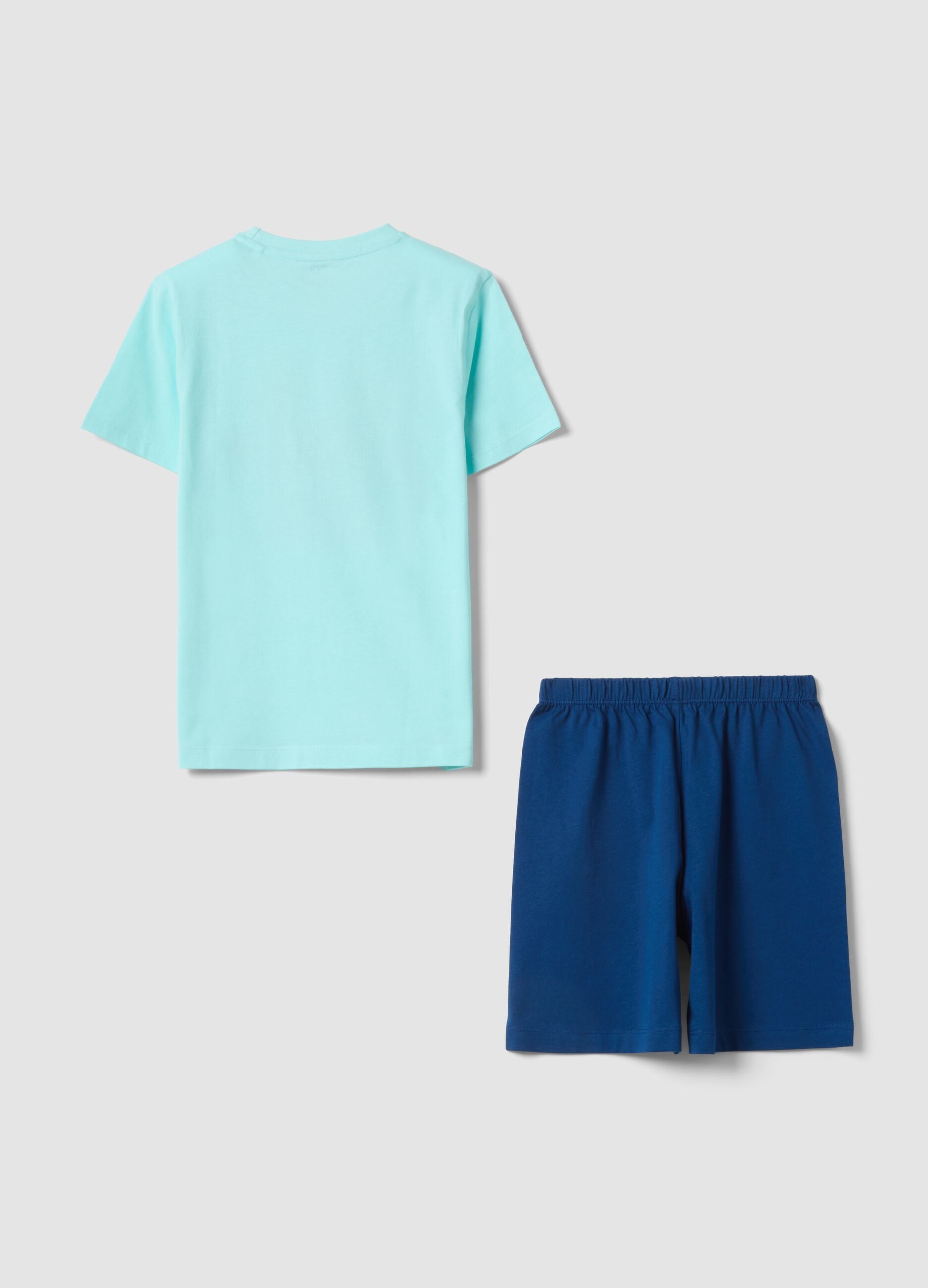 Blue and light-blue pure cotton boys&rsquo; pyjamas with crab print