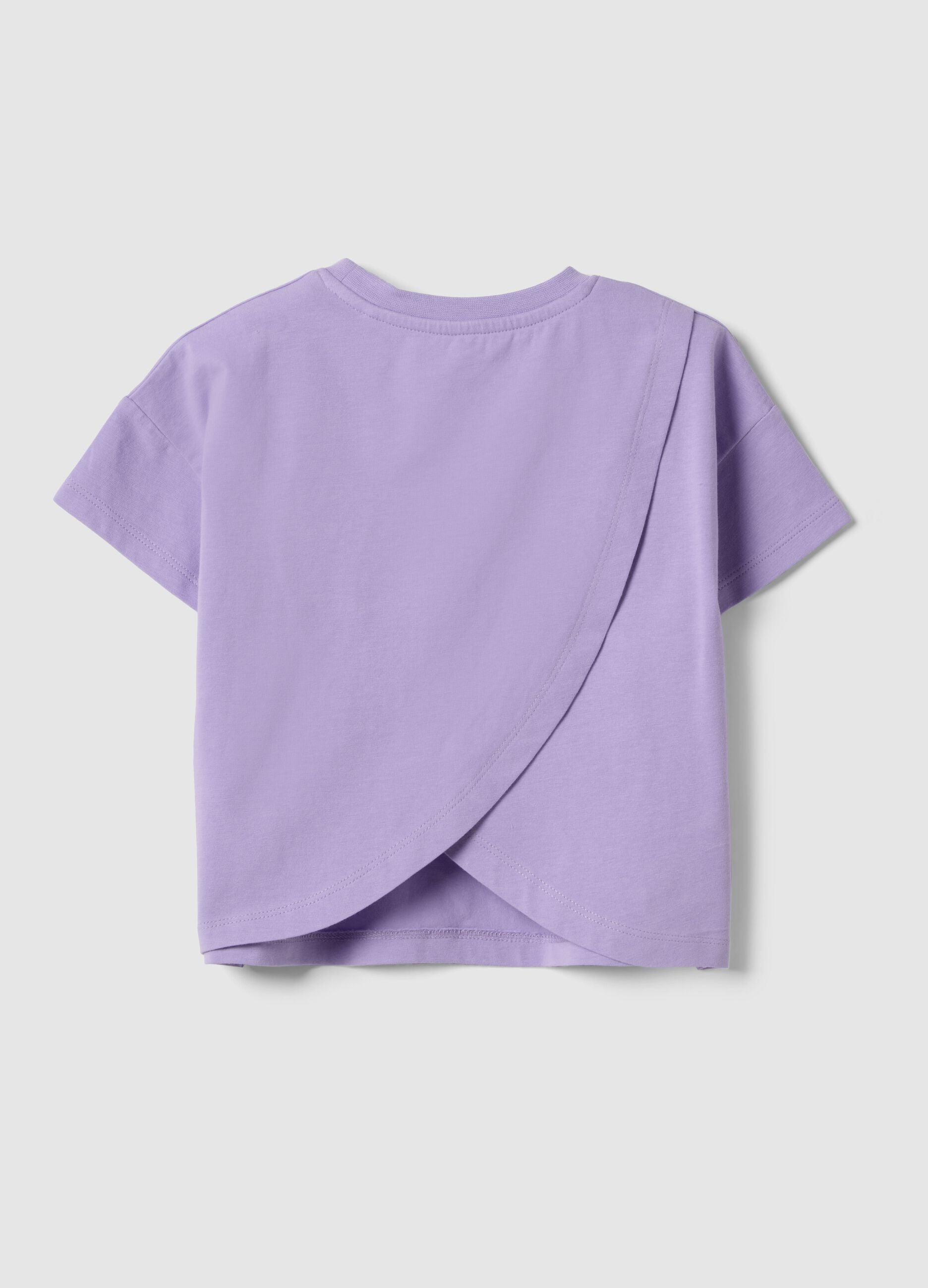Girls' regular fit purple stretch cotton t-shirt with embroidery