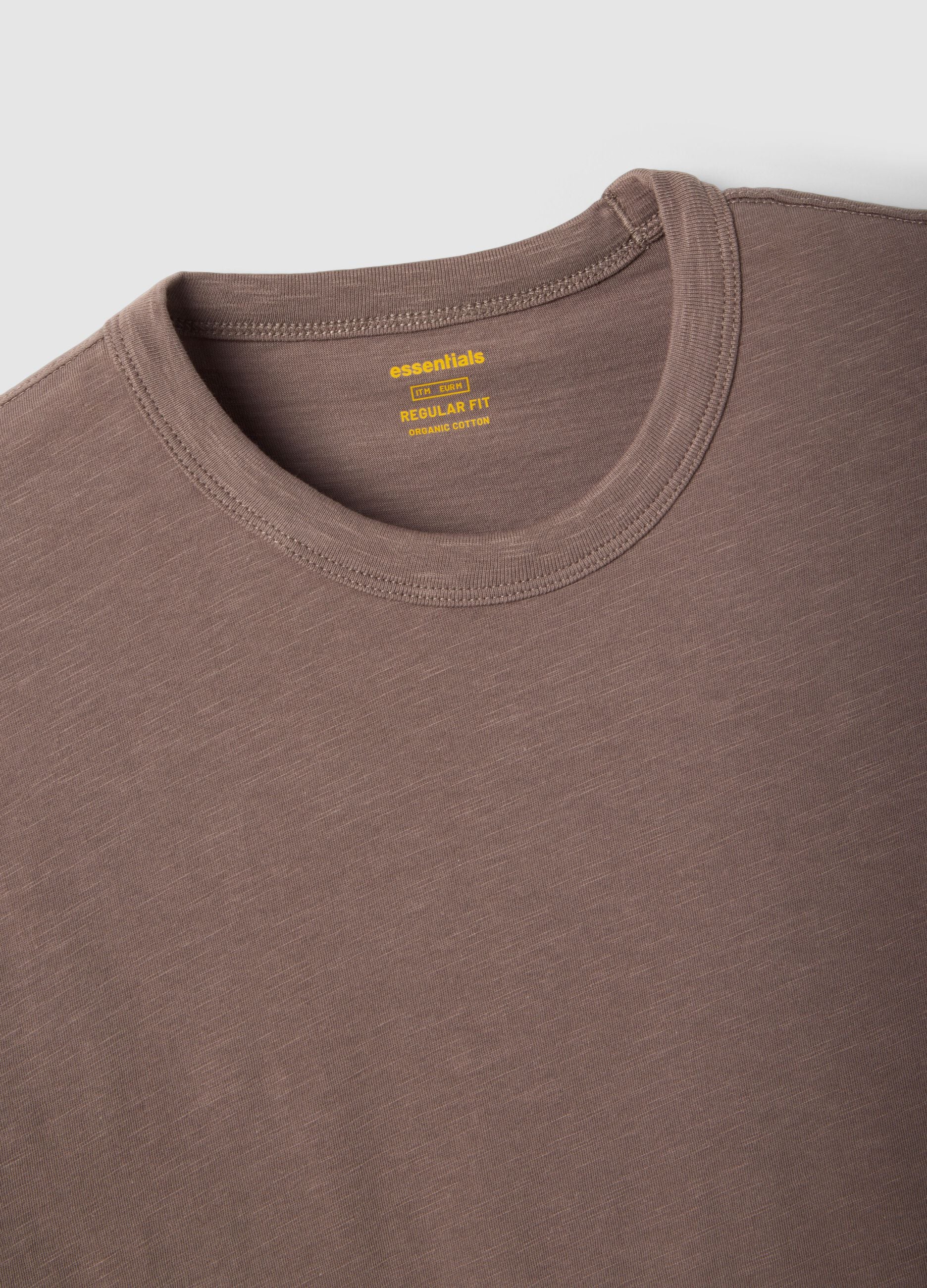 Brown pure cotton short sleeve regular fit T-shirt