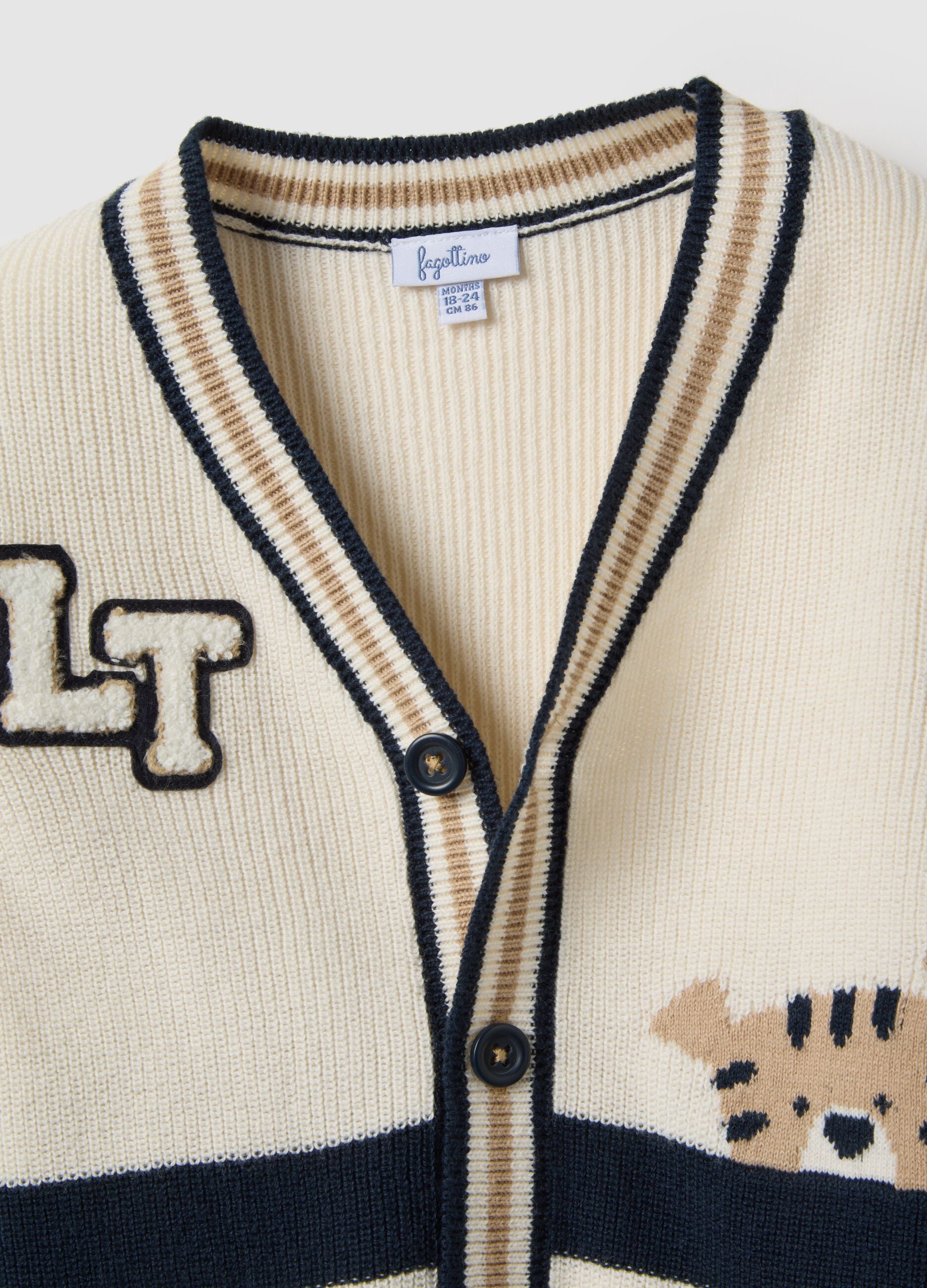 Striped blue and beige cardigan for boys
